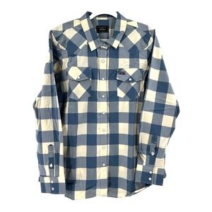 Kimes Ranch Malcom Buffalo Plaid Pearl Snap Shirt Women's XXL Blue Landman NEW